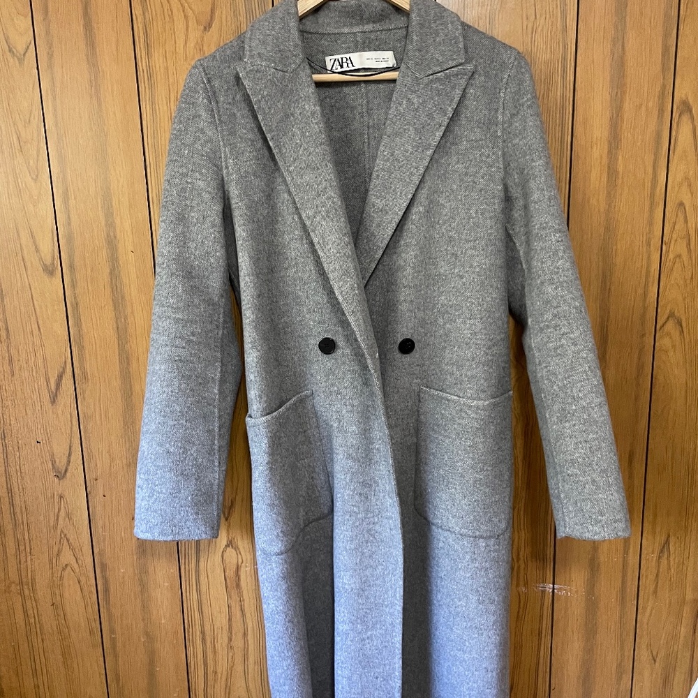 Zara grey double breasted coat
